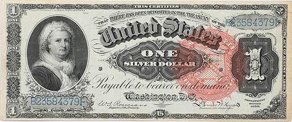 Martha Washington 1 Dollar Note 1886